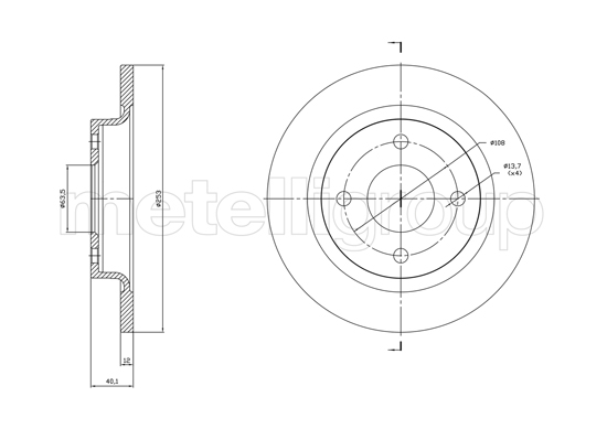 METELLI Bremseskive 231846c fuld 253mm 12mm for FORD