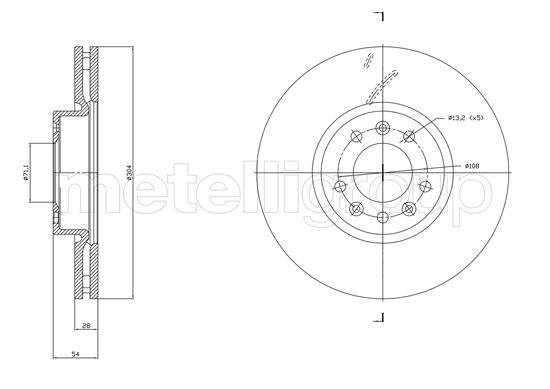 METELLI Bremseskive 231857c ventileret 304mm 28mm for FIAT CITROËN TOYOTA