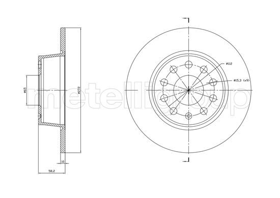 METELLI Bremseskive 231863c fuld 272mm 10mm for AUDI VW