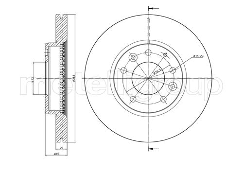 METELLI Bremseskive 230621c ventileret 283mm 25mm for MAZDA