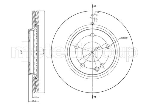 METELLI Bremseskive 230759c ventileret 276mm 22mm for MERCEDES-BENZ