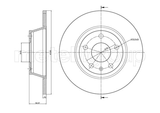 METELLI Bremseskive 231021c fuld 286mm 12mm for AUDI