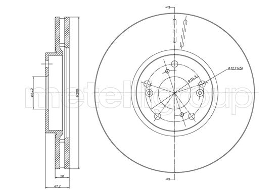 METELLI Bremseskive 231686c ventileret 300mm 28mm for HONDA