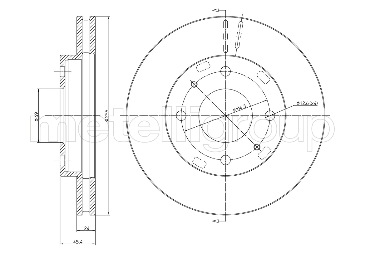METELLI Bremseskive 230461c ventileret 256mm 24mm for VOLVO MITSUBISHI