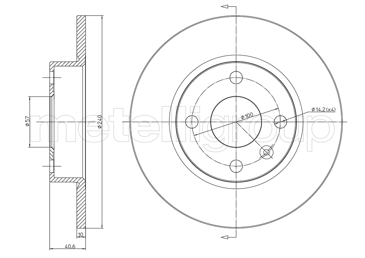 METELLI Bremseskive 230610c fuld 240mm 10mm for OPEL