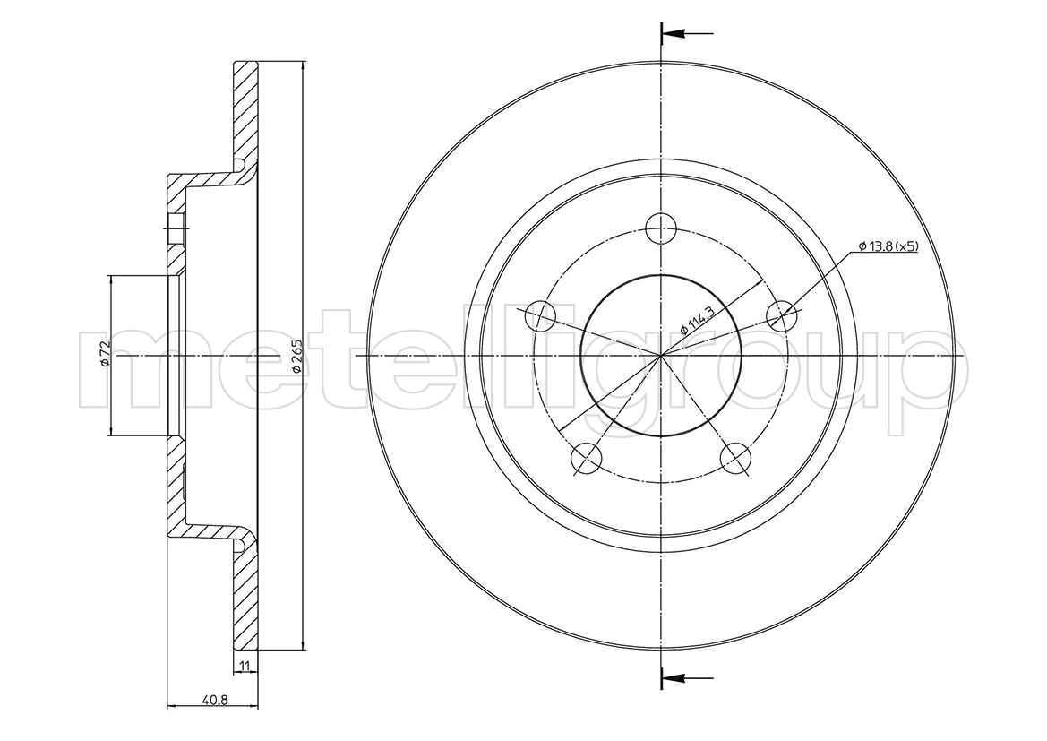 METELLI Bremseskive 230738c fuld 265mm 11mm for MAZDA