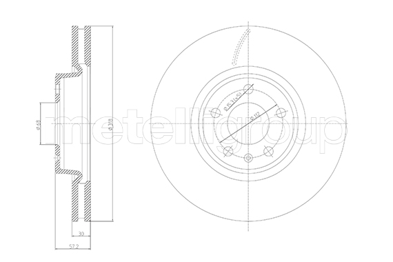 METELLI Bremseskive 23-1814C ventileret 318mm 30mm for AUDI