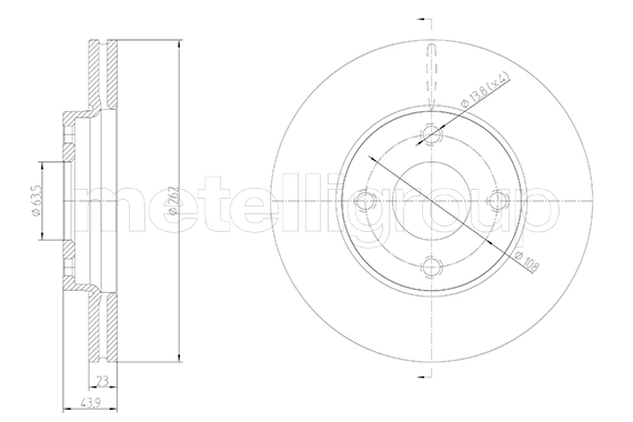 METELLI Bremseskive 231845c ventileret 262mm 23mm for FORD
