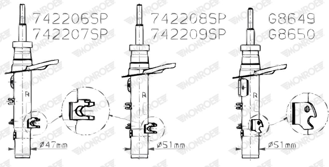 MONROE Støddæmper g8649 for VAUXHALL OPEL CITROËN PEUGEOT