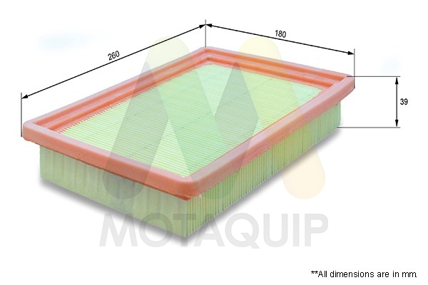MOTAQUIP Luftfilter vfa921 Filterindsats length_mm_203|Længde [mm]|256 width_mm_206|Bredde [mm]|177 height_mm_209|Højde [mm]|41 shape_467|Form|Cylindr