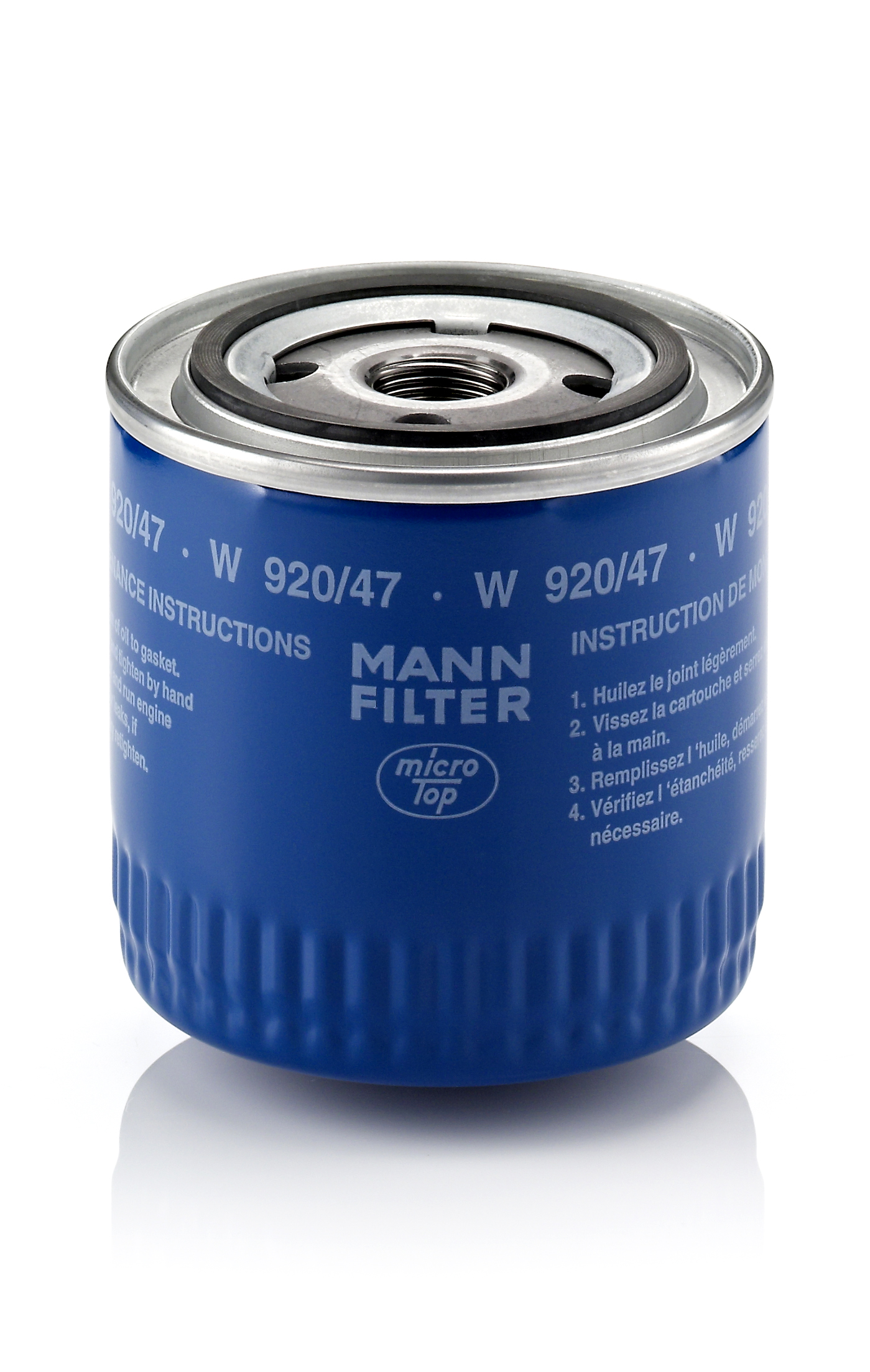 MANN-FILTER Oliefilter w92047 Påskruet 50mm M20x1.5 for CHRYSLER AMERICANMOTORS(FORD) FIAT
