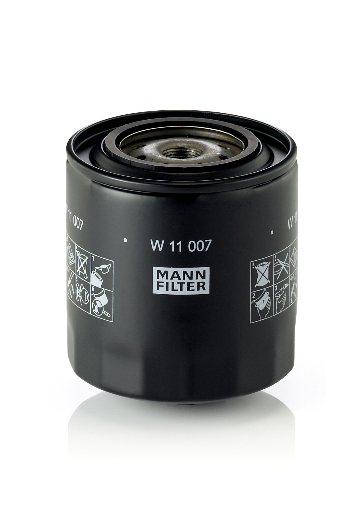 MANN-FILTER Oliefilter W 11 007 Påskruet 114mm 3/4-16 UNF-2B for VOLVO IVECO MITSUBISHI FIAT GENERAL MOTORS SAAB LAMBORGHINI FORD LADA RENAULT TRUCKS