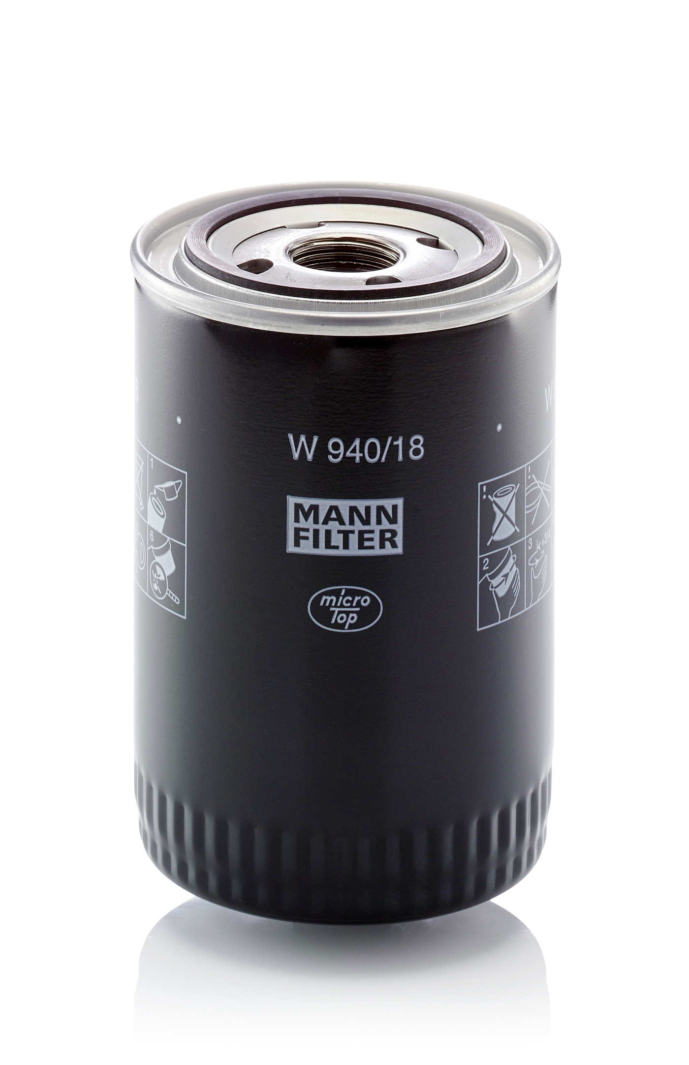 MANN-FILTER Filter, arbejdshydraulik W 940/18 for FORD VOLVO ENGESA NISSAN RENAULT TOYOTA STEYR VAG CBT MWM