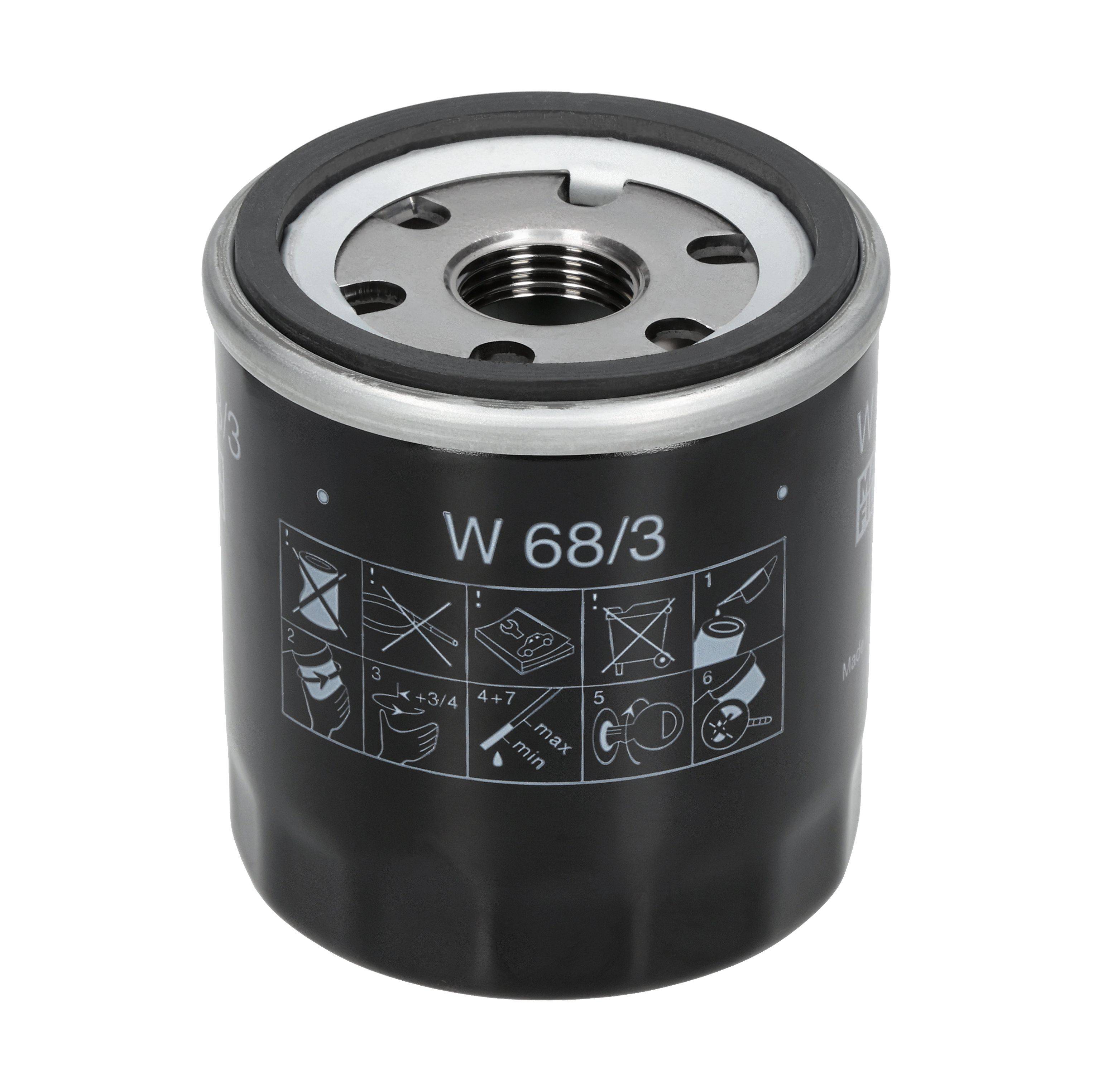 MANN-FILTER Oliefilter W 68/3 Påskruet 75mm 3/4-16 UNF for FORD GENERAL MOTORS KAWASAKI GEELY DAIHATSU TOYOTA CITROËN PEUGEOT SUZUKI
