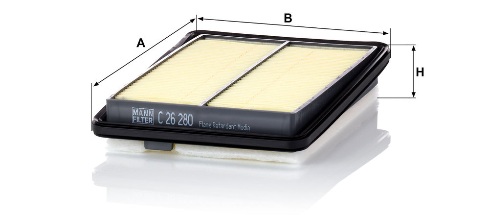 MANN-FILTER Luftfilter c26280 Filterindsats length_mm_203|Længde [mm]|253 width_mm_206|Bredde [mm]|173 height_mm_209|Højde [mm]|30 30mm for RENAULT