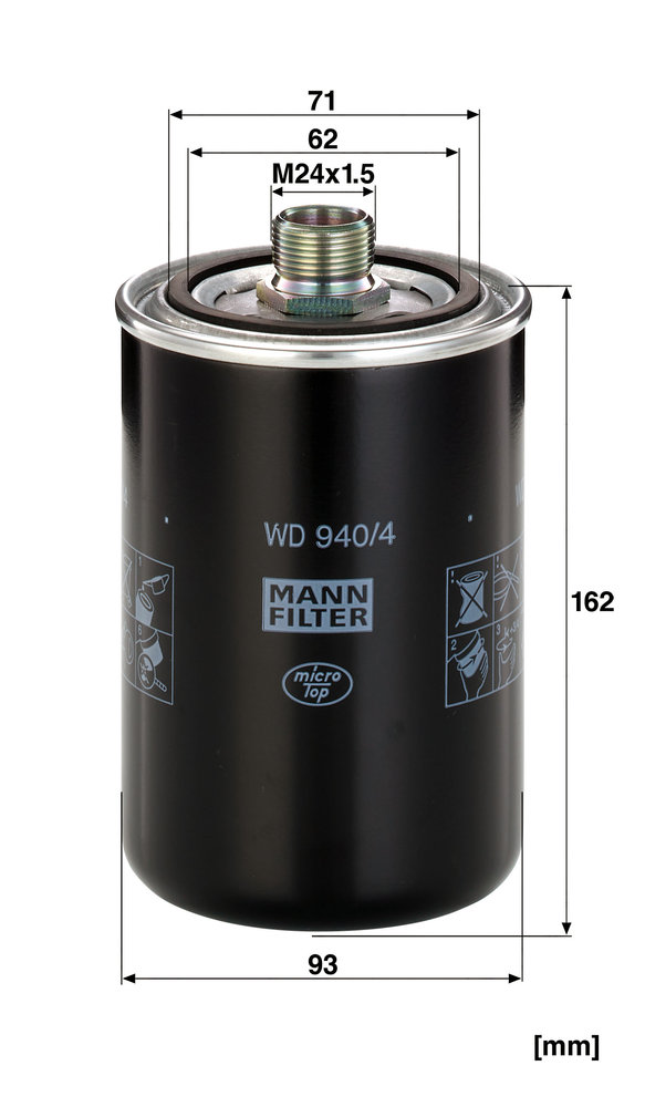 MANN-FILTER Filter, arbejdshydraulik WD 940/4 for IVECO