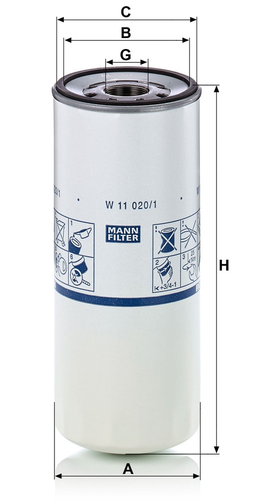 MANN-FILTER W 11 020/1 108mm for VOLVO RENAULT TRUCKS