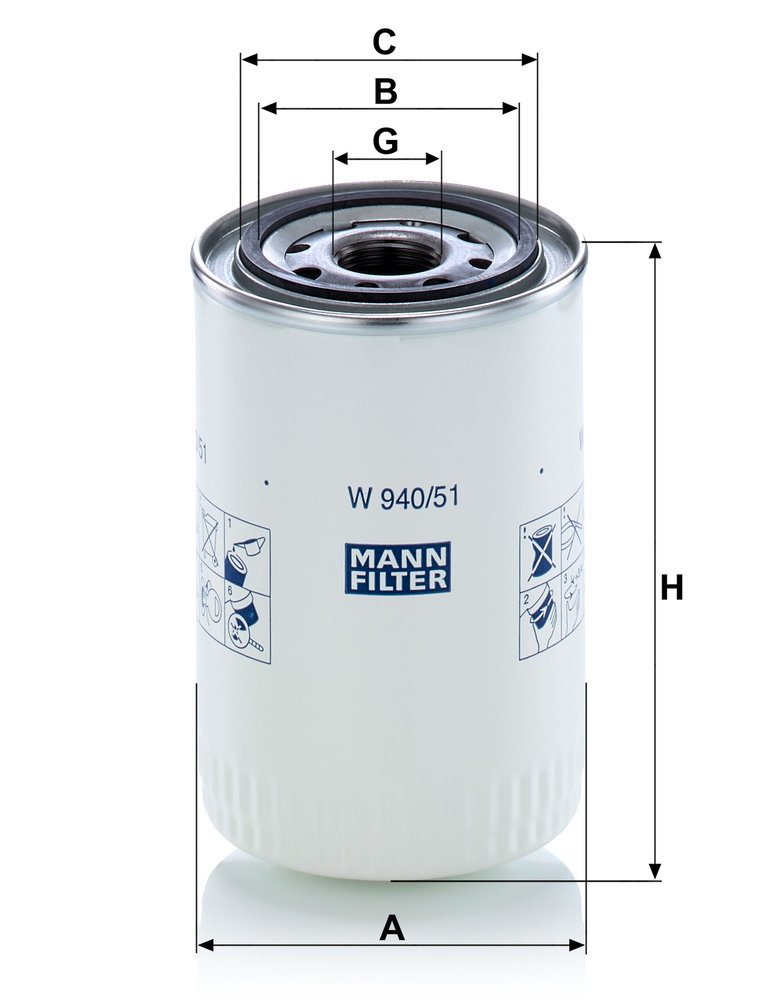 MANN-FILTER Filter, arbejdshydraulik W 940/51 for VOLVO IVECO HUSQVARNA HOLDER