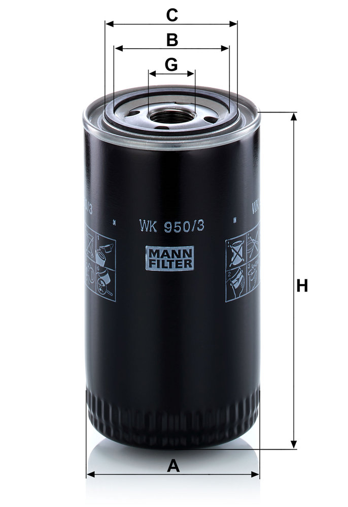 MANN-FILTER WK 950/3 93mm for GENERAL MOTORS ISUZU MITSUBISHI MERCEDES-BENZ