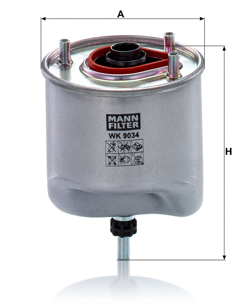 MANN-FILTER Brændstof-filter wk9034 Lednings 126mm for PEUGEOT CITROËN FIAT MITSUBISHI TOYOTA