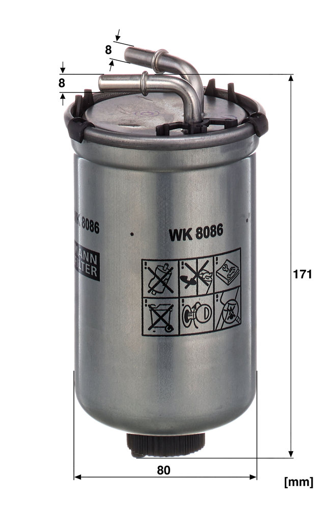 MANN-FILTER Brændstof-filter wk8086 Lednings 171mm for VAG