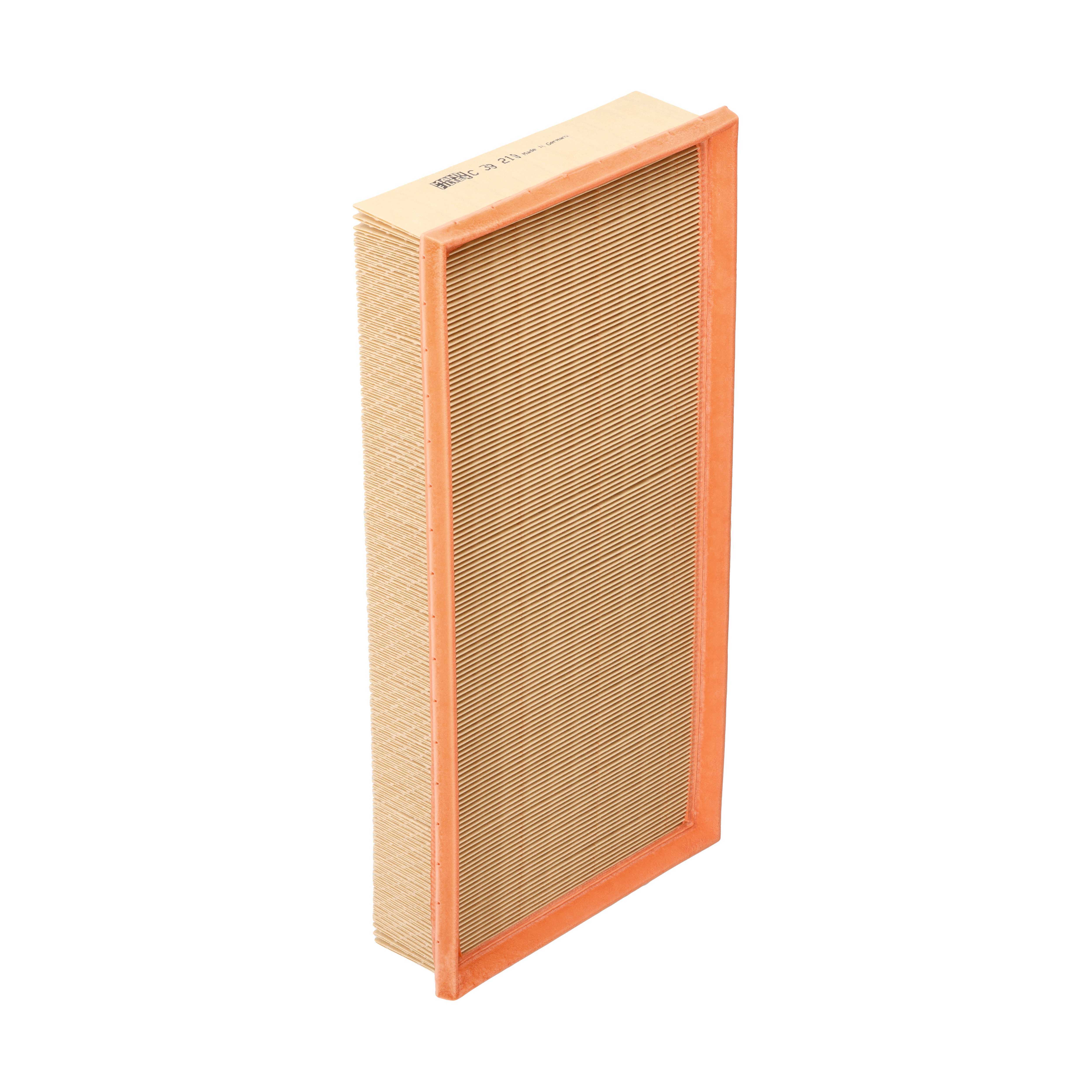 MANN-FILTER Luftfilter C 39 219 Filterindsats length_mm_203|Længde [mm]|389 width_mm_206|Bredde [mm]|187 height_mm_209|Højde [mm]|58 replaced_by_10017