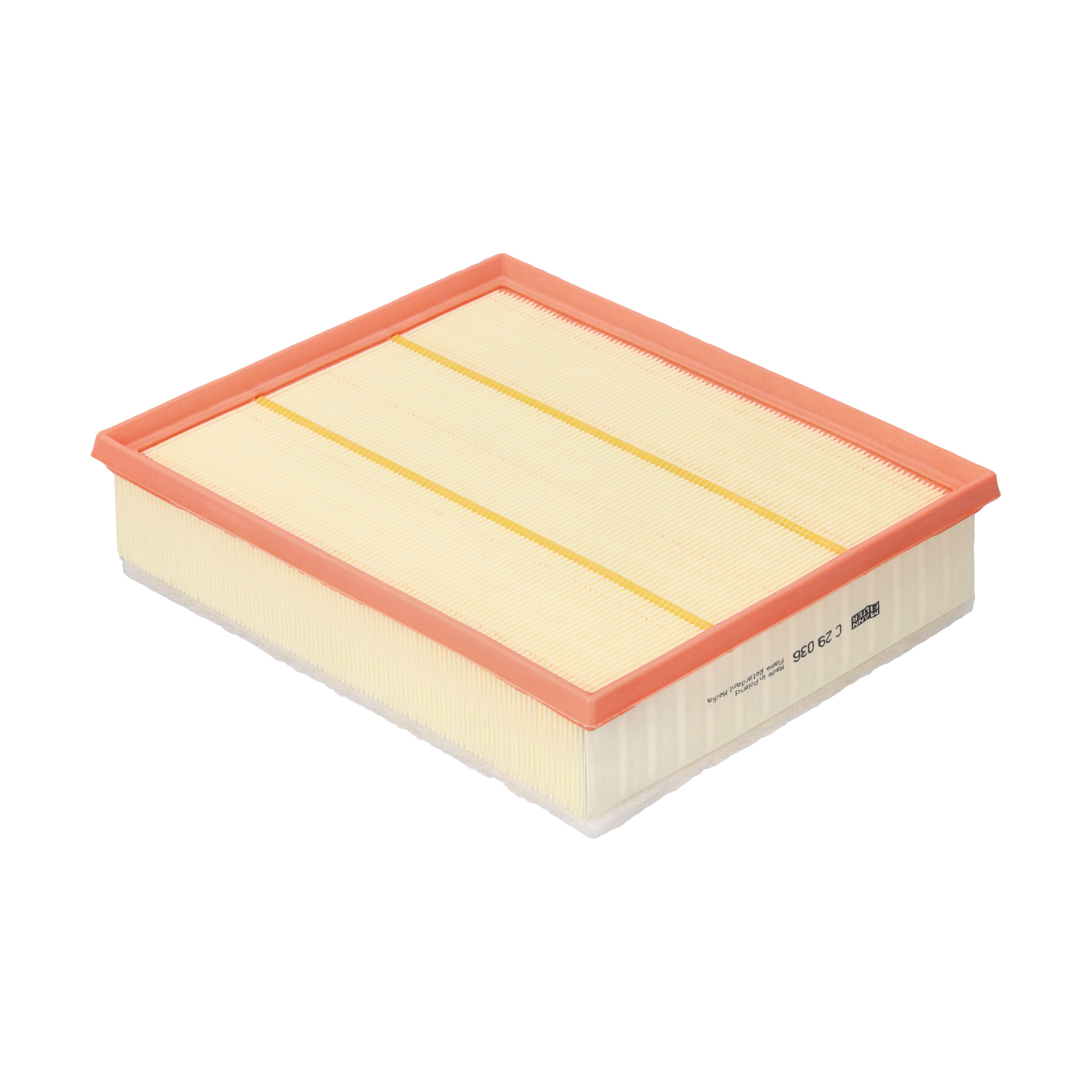 MANN-FILTER Luftfilter C 29 036 Filterindsats length_mm_203|Længde [mm]|292 width_mm_206|Bredde [mm]|246 height_mm_209|Højde [mm]|70 70mm for MAN VAG