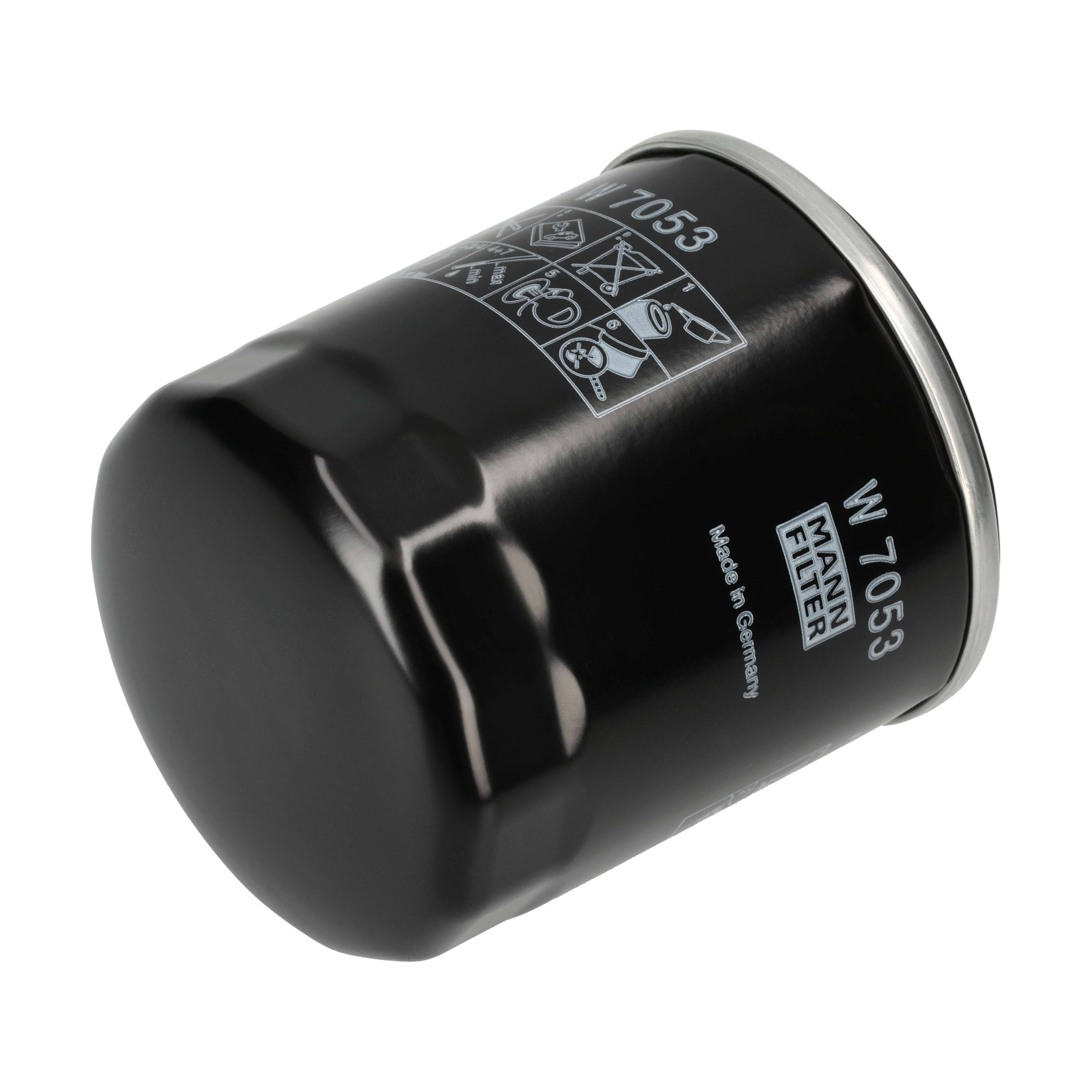 MANN-FILTER Oliefilter W 7053 Påskruet 89mm M20x1.5 for CITROËN PEUGEOT DAF PIAGGIO FORD GENERAL MOTORS SSANGYONG HYUNDAI TALBOT DAIHATSU FIAT NISSAN