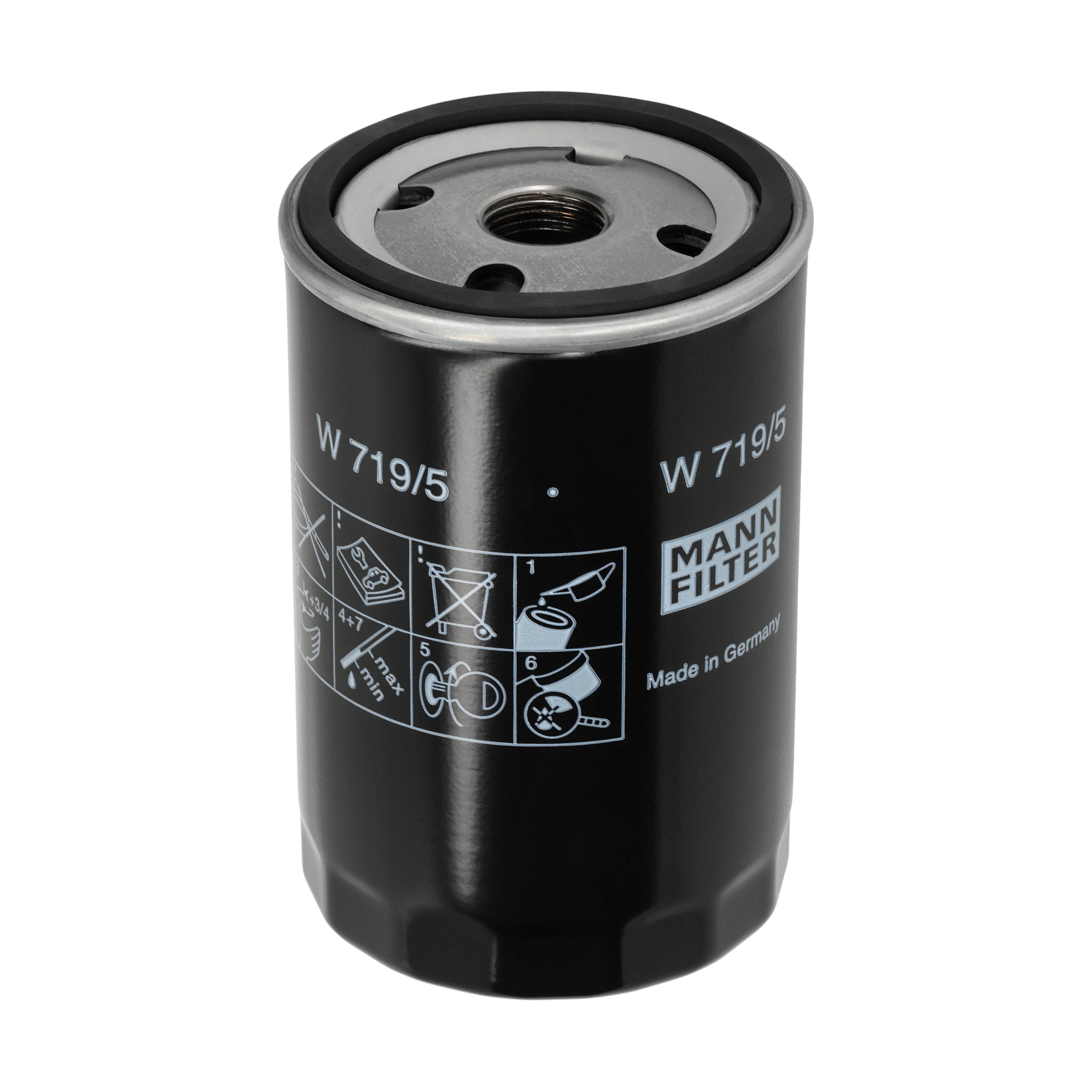 MANN-FILTER Oliefilter W 719/5 Påskruet 120mm 3/4-16 UNF for GURGEL FORD GENERAL MOTORS VAG CITROËN BMW (BRILLIANCE) MAZDA NISSAN PEUGEOT PORSCHE REN