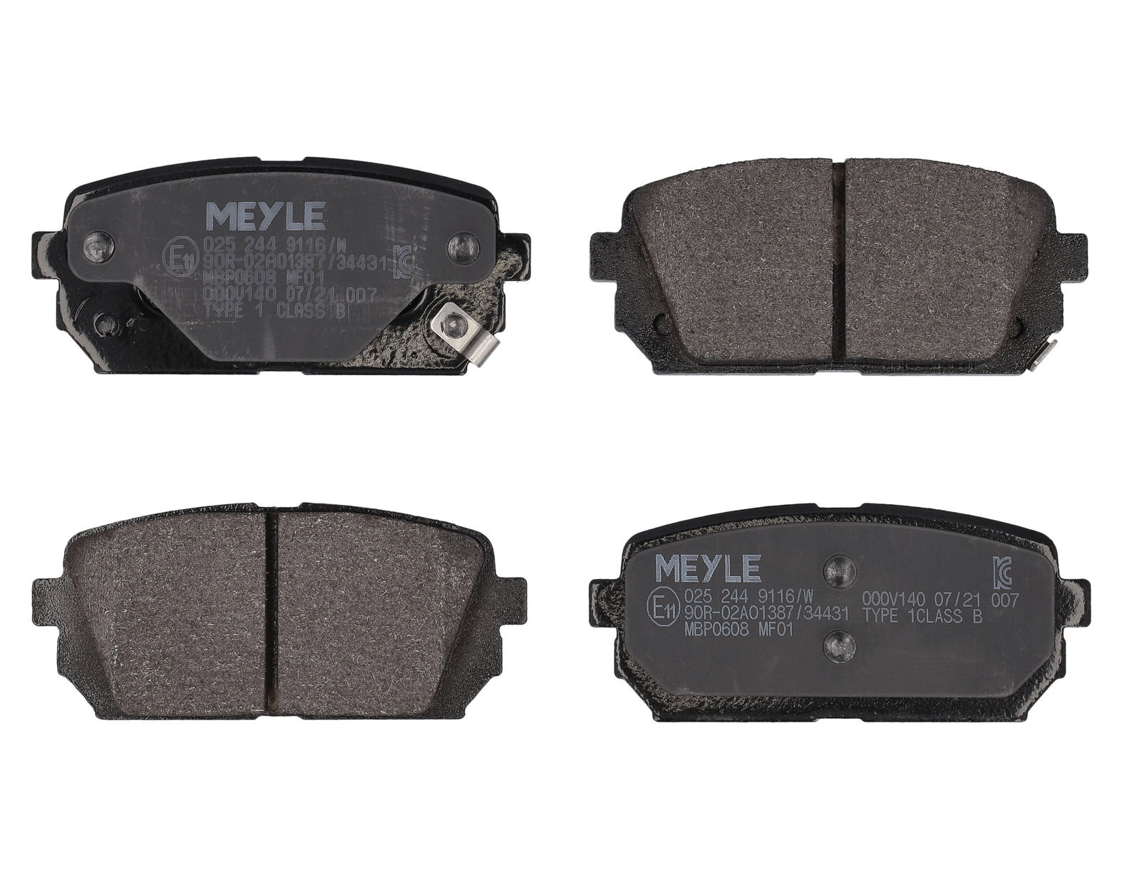 MEYLE Bremseklodser 0252449116w bagaksel for KIA