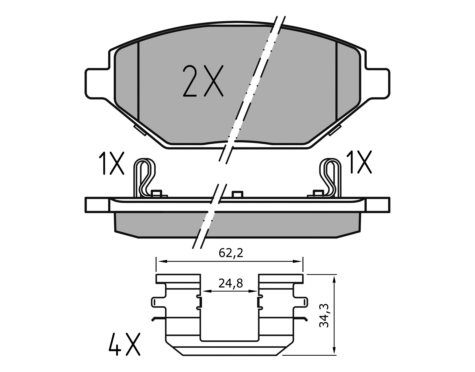 MEYLE Bremseklodser 0252252218 foraksel for CHEVROLET GENERAL MOTORS