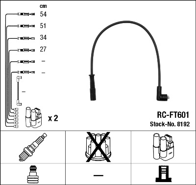 NGK Tændkabelsæt 8192 for ALFAROME/FIAT/LANCI ABARTH