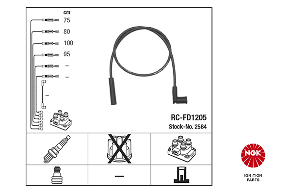 NGK Tændkabelsæt 2584 for FORD