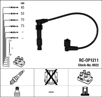 NGK Tændkabelsæt 8822 for OPEL