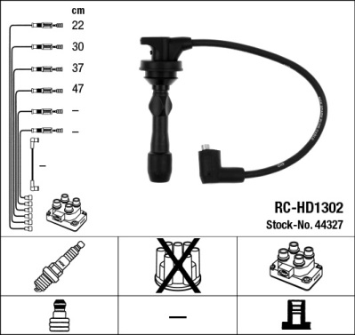 NGK Tændkabelsæt 44327 for HYUNDAI