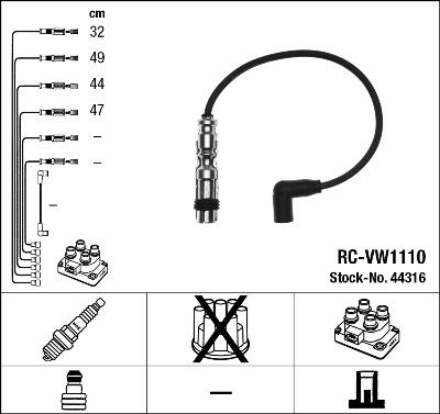 NGK Tændkabelsæt 44316 for BENTLEY VW