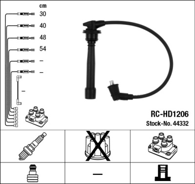 NGK Tændkabelsæt 44332 for HYUNDAI