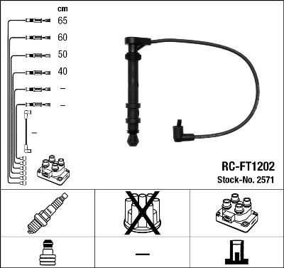 NGK Tændkabelsæt 2571 for ABARTH
