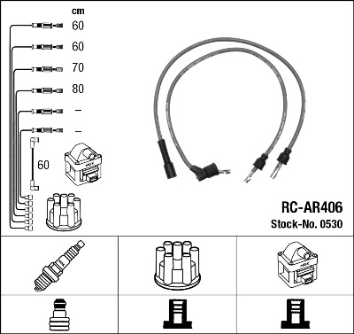NGK Tændkabelsæt 0530 for ABARTH