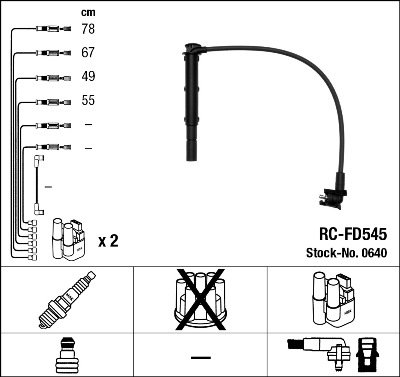 NGK Tændkabelsæt 0640 for FORD