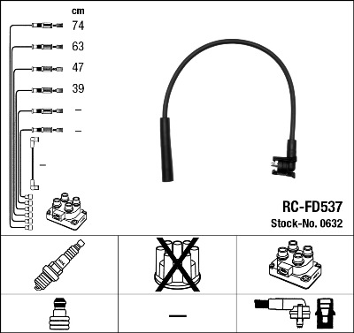 NGK Tændkabelsæt 0632 for FORD