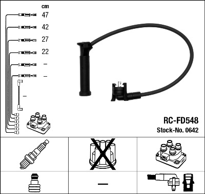 NGK Tændkabelsæt 0642 for FORD