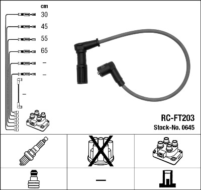 NGK Tændkabelsæt 0645 for ABARTH PEUGEOT
