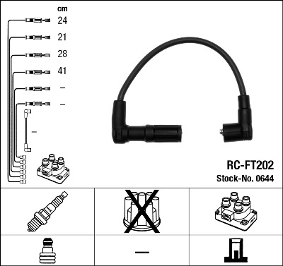 NGK Tændkabelsæt 0644 for ABARTH