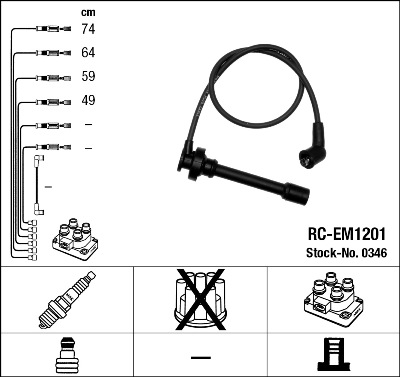 NGK Tændkabelsæt 0346 for MITSUBISHI