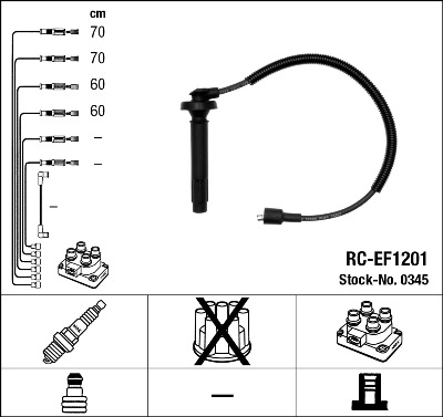 NGK Tændkabelsæt 0345 for SUBARU
