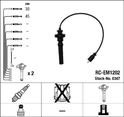 NGK Tændkabelsæt 0347 for MITSUBISHI