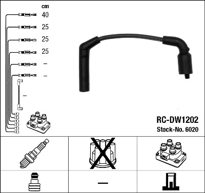 NGK Tændkabelsæt 6020 for DAEWOO CADILLAC