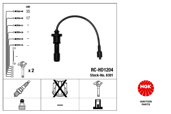 NGK Tændkabelsæt 6301 for KIA