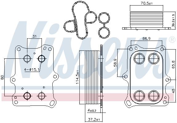 NISSENS Oliekøler, motorolie 90969 for JEEP ABARTH
